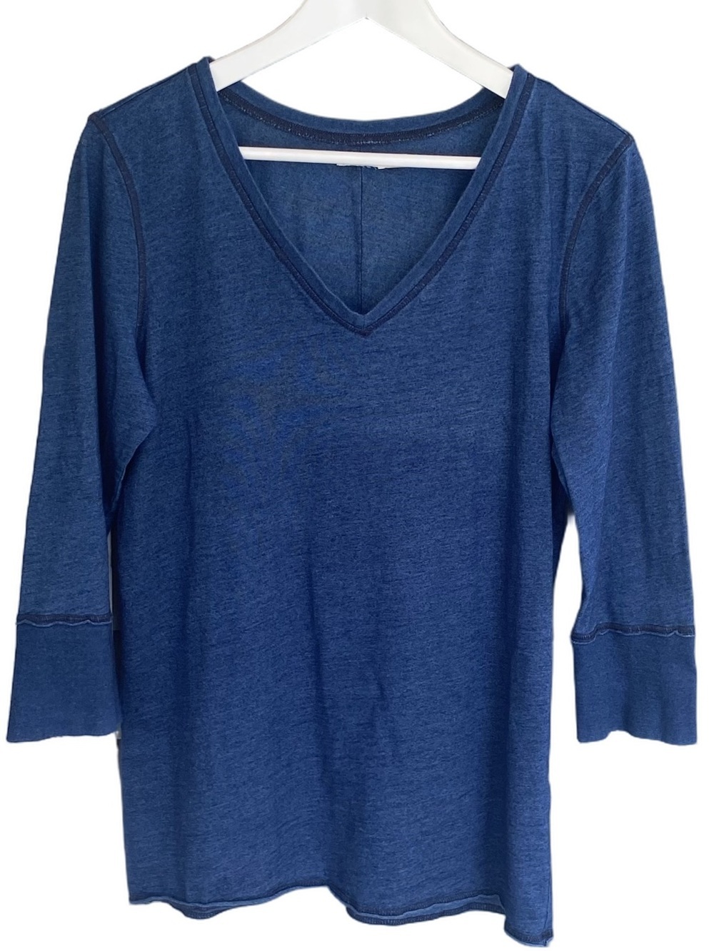DYLAN by True Grit Top V-Neck 3/4 Sleeve Tee Royal Indigo Blue Women Size XL
